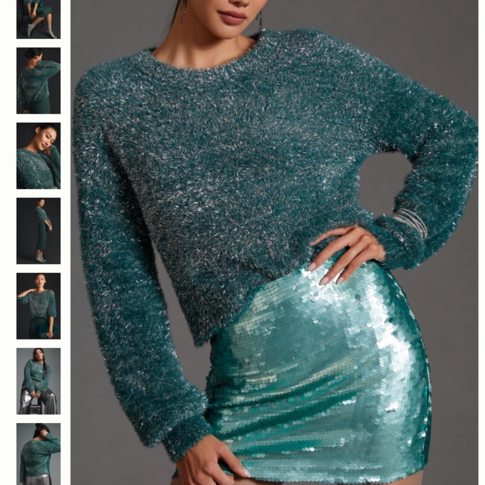 Anthropologie Maeve Tinsel Eyelash Sweater